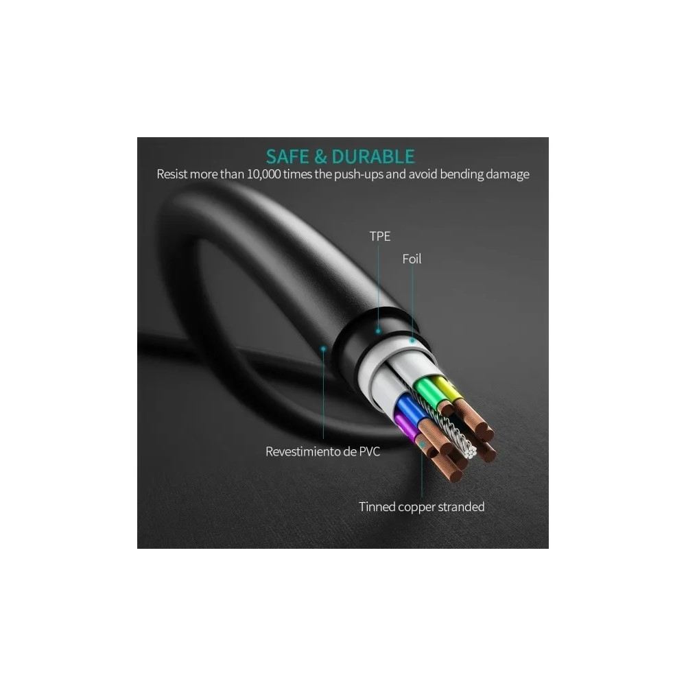 Choetech 6971824970807 CC0001 USB-C to USB-C Cable USB3.1 3A 60W 0.5M Black - Image 4