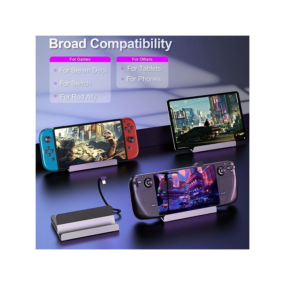 Choetech 6932112105233 HUB-M77 PD100W 5 in 1 USB-C PD+HDMI+USB 3.0A/F*1+USB2.0*2 Steam Deck Docking Station - Image 7