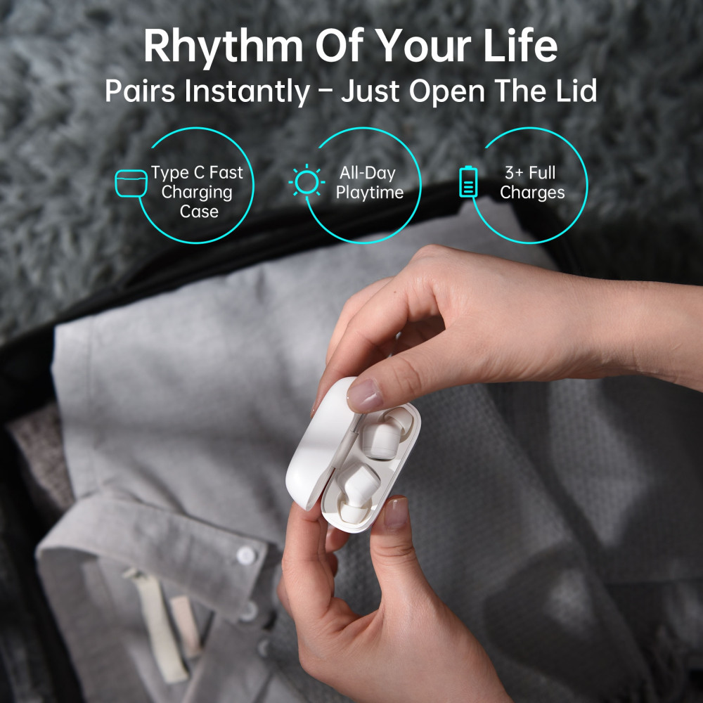 Choetech 6971824977844 BH-T01 True Wireless Earbuds Play time 4-5 hours White - Image 7