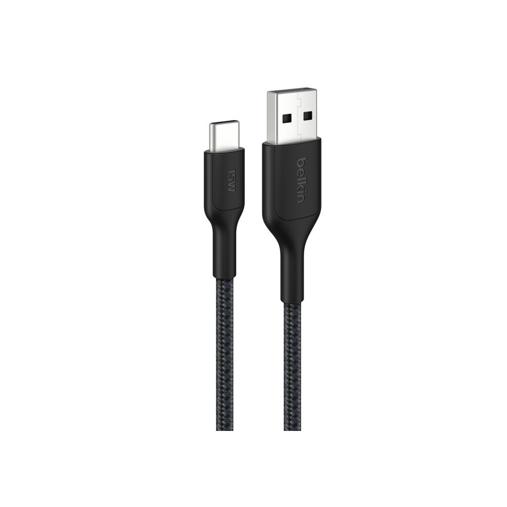 Belkin CAB022FQ2MBK BoostCharge Pro Braided USB-C to USB-A Cable (2M) - Black , 3A/15W, 480Mbps, 350K+ Bends, Apple,USB-IF Certified,2 Years Warranty - Image 1