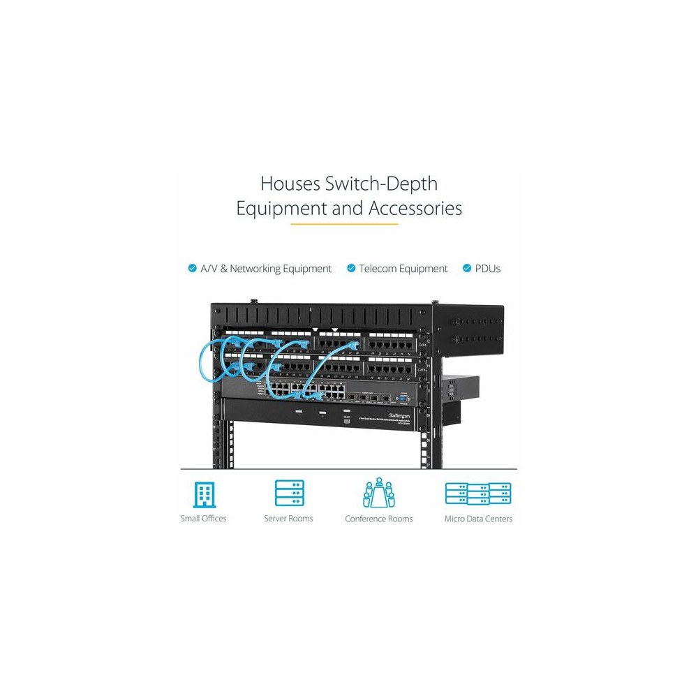 StarTech RK12WALLOA 2-Post 12U Heavy-Duty Wall Mount Network Rack, 19" Open Frame Server Rack with Adjustable Depth, Data Rack for IT Equipment~ - 2-Post 12U open frame network rack with adjustable depth (12-20in) - Durable heavy-duty 19" data s - Image 7