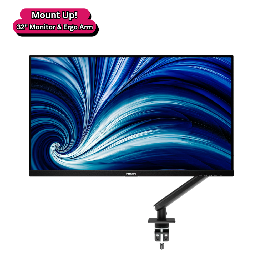 Philips 32B2N3500 Mount Up! Bundle. 32" QHD 100Hz Monitor and Ergonomic Arm