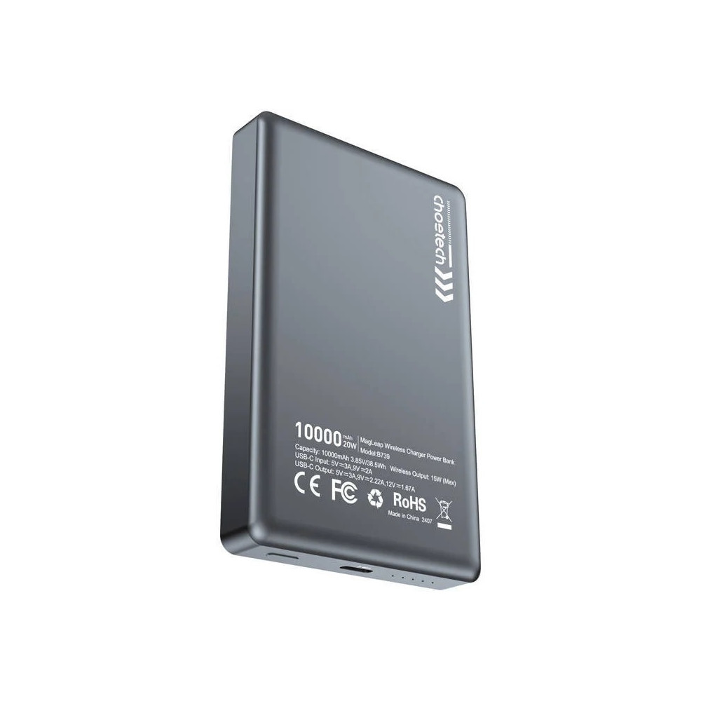 Choetech 6932112107930 B739-BK 20W Slim USB-C 10000mAh Magnetic Power Bank - Black - Image 2