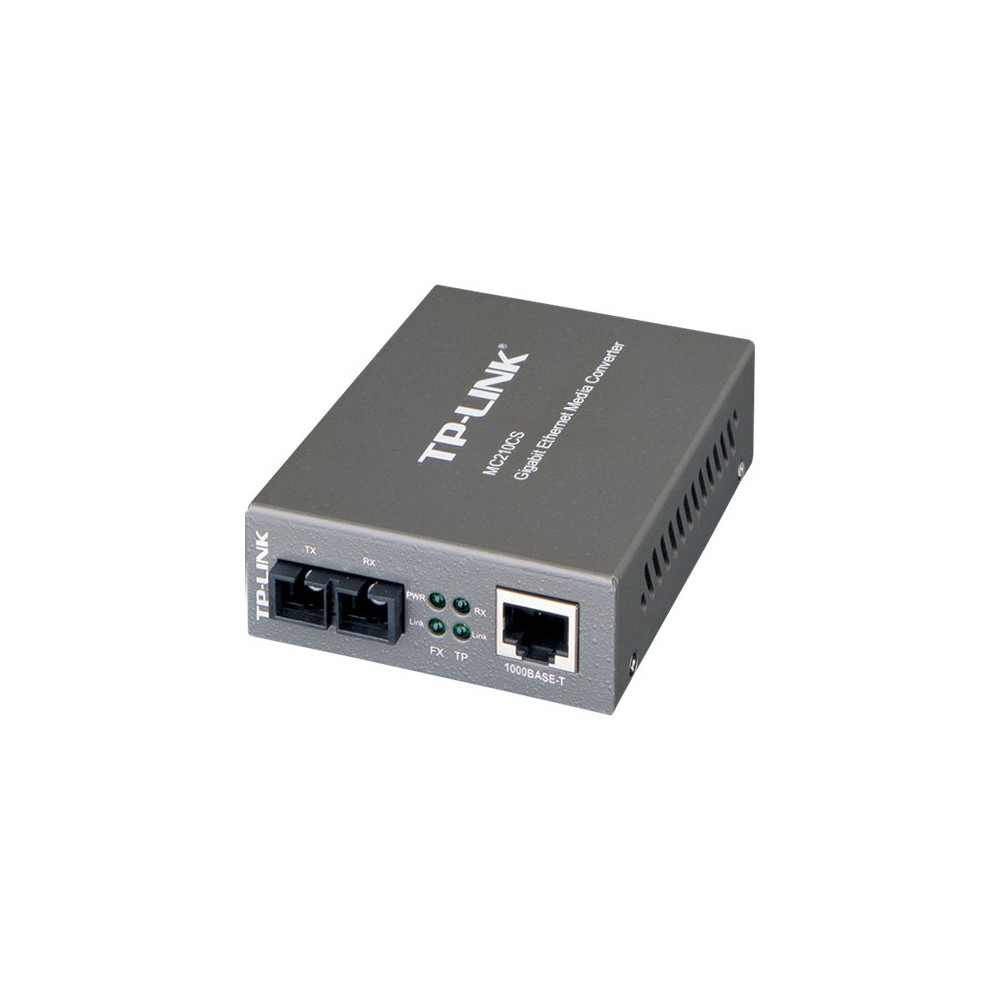 TP-LINK MC210CS 1000Mbps RJ45 to 1000Mbps single-mode SC fiber Converter, Full-duplex, up to 15Km, switching power adapter, chassis TL-MC1400 rack-mou