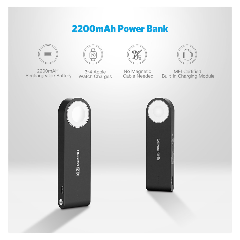 UGREEN 6957303828449 20844 Power Bank with Magnetic Charger for Apple Watch 2200mAh - Image 1
