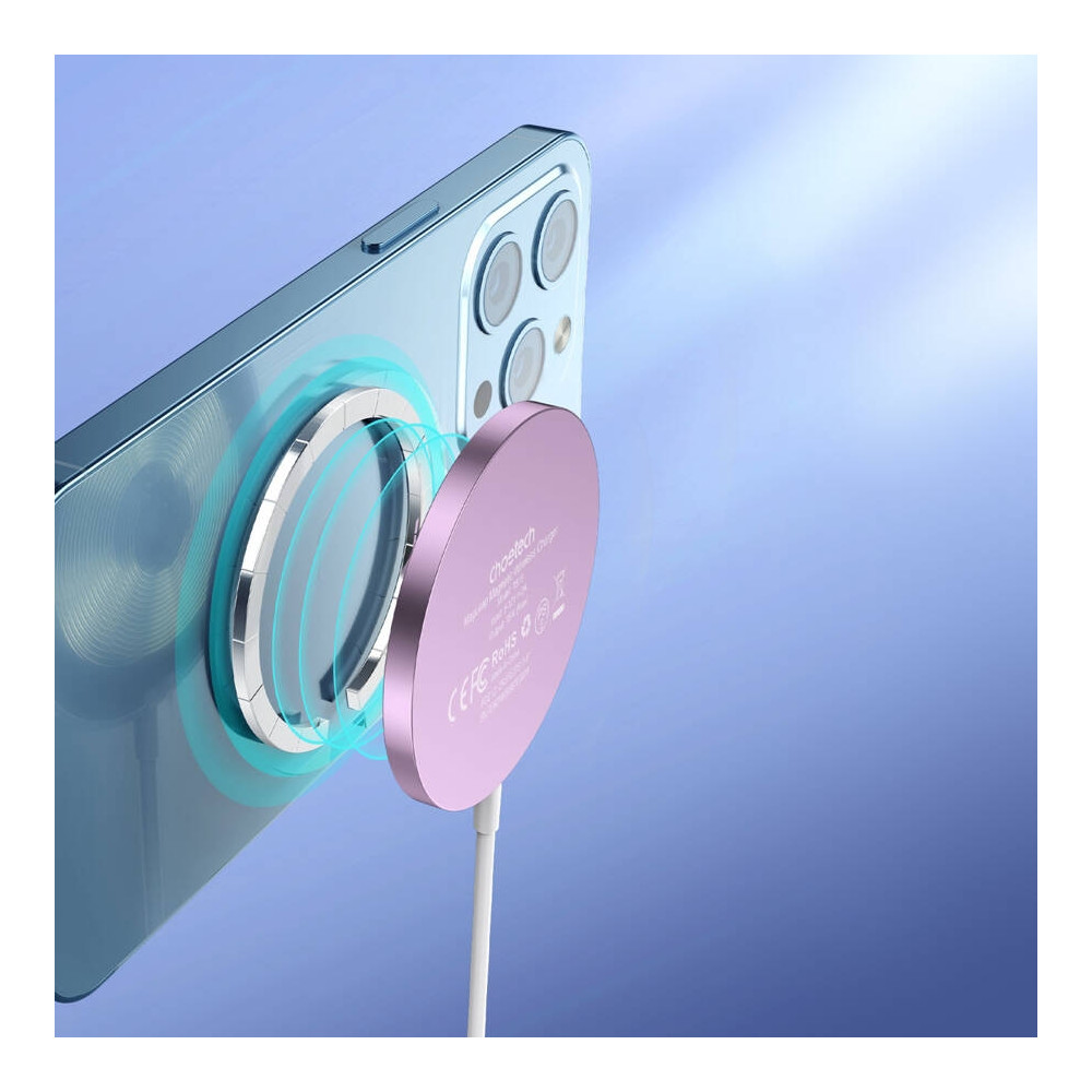 Choetech 6932112104717 T518-PK 15W Magnetic Wireless Charger for all Qi Cell Phone & iPhones 12/13/14/15/16/17 (Pink) - Image 1