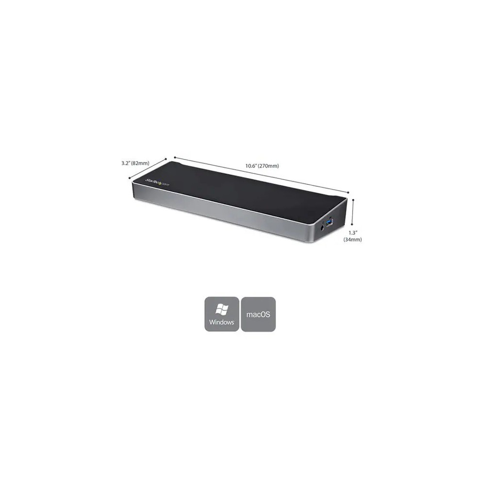 StarTech USB3DOCKH2DP Triple Monitor USB 3.0 Docking Station for Laptops - Mac & Windows - USB Fast Charge Port - Up to 4K - - 4K USB docking station supports 4K on one display - Triple display docking station has fast-charge port - USB 3.0 docking st