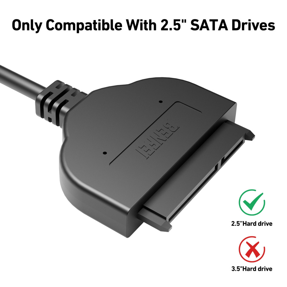 BENFEI B07F7WDZGT 000193BK 2in1 USB-C + USB 3.0 to SATA III Hard Driver Adapter w/UASP Compatible for 2.5 inch HDD and SSD - Image 3