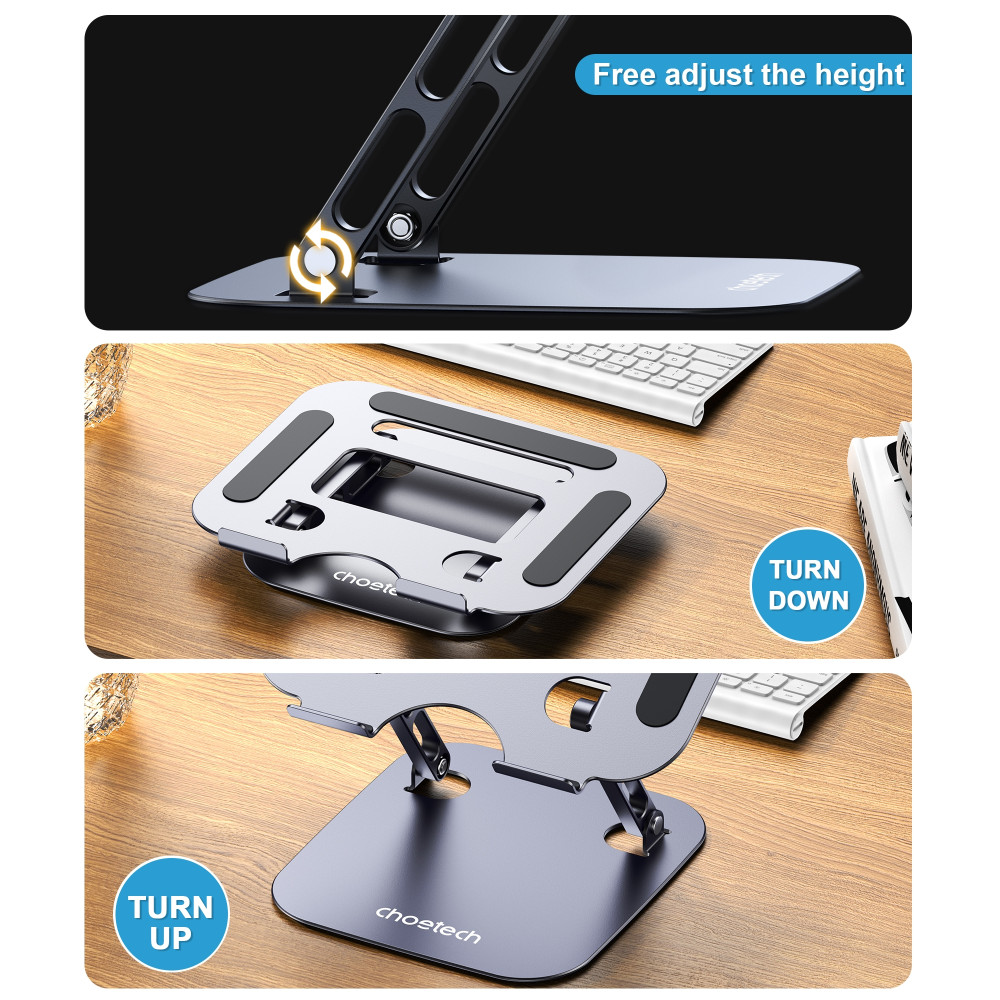 Choetech 6932112102676 H061-GY I-pad & Desktop aluminium foldable & adjustable Stand - Image 9