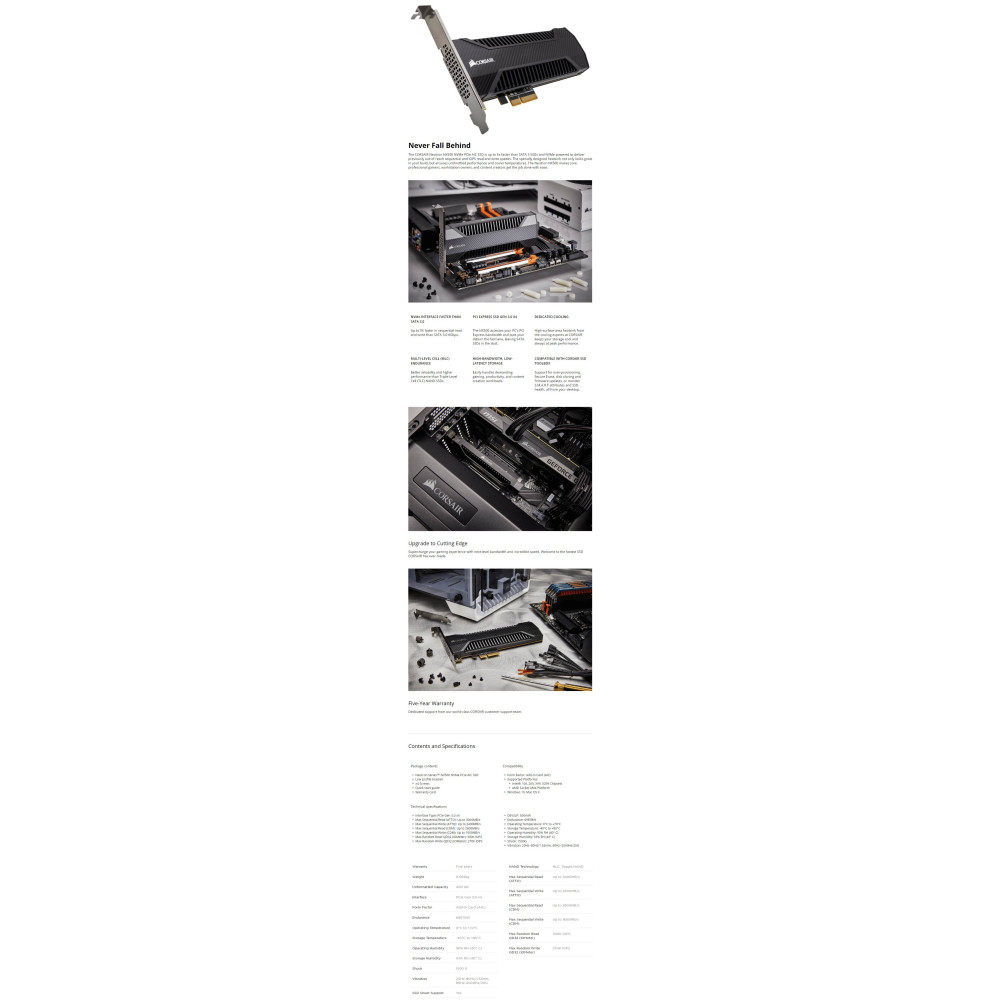 Corsair CSSD-N400GBNX500 Neutron Series NX500 400GB Add in Card NVMe PCIe SSD - Image 2