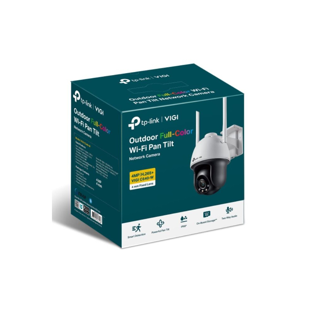 TP-LINK VIGI C540-W(4MM) VIGI 4MP C540-W(4mm) Outdoor Full-Colour Wi-Fi Pan Tilt Network Camera, 4mm Lens, Smart Detection,3YW - Image 1