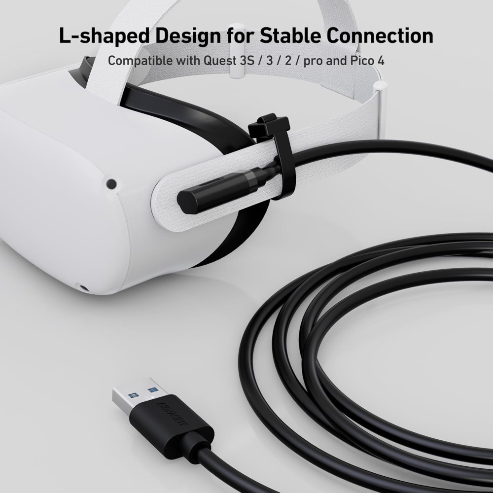 BENFEI 6971785944473 000375BK-2M USB 3.0 to Right Angled USB-C Fast Charging Cable Data Sync, Durable PVC Black 2M - Image 2