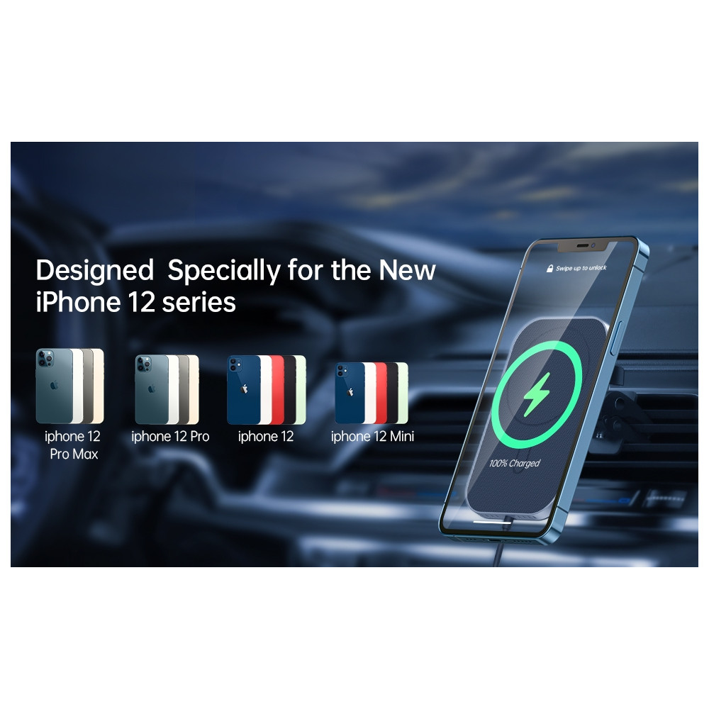 Choetech 6971824978445 T200-F-102BK MagLeap Magnetic Wireless Car Charger 1.5M - Image 10