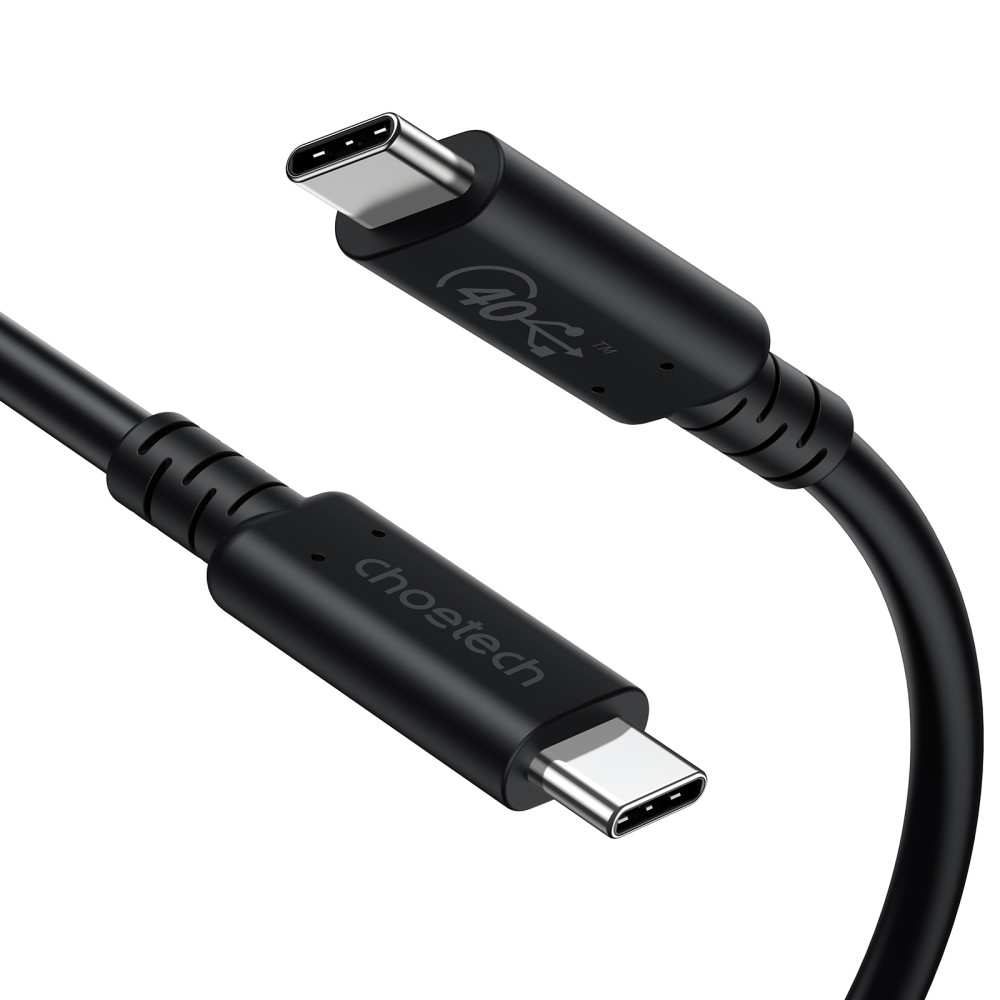 Choetech 6971824979251 XCC-1028 USB4 Gen3 40Gbps 100W 8K USB-C Cable 0.8m Braided Black - Image 1