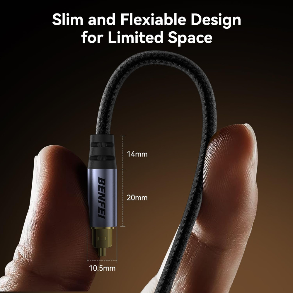 BENFEI 6971785944879 000411GY Toslink SPDIF Optical Coaxial Audio Nylon Braided cable for TV/Sound Bar/PS5/Xbox etc. 2M - Image 4