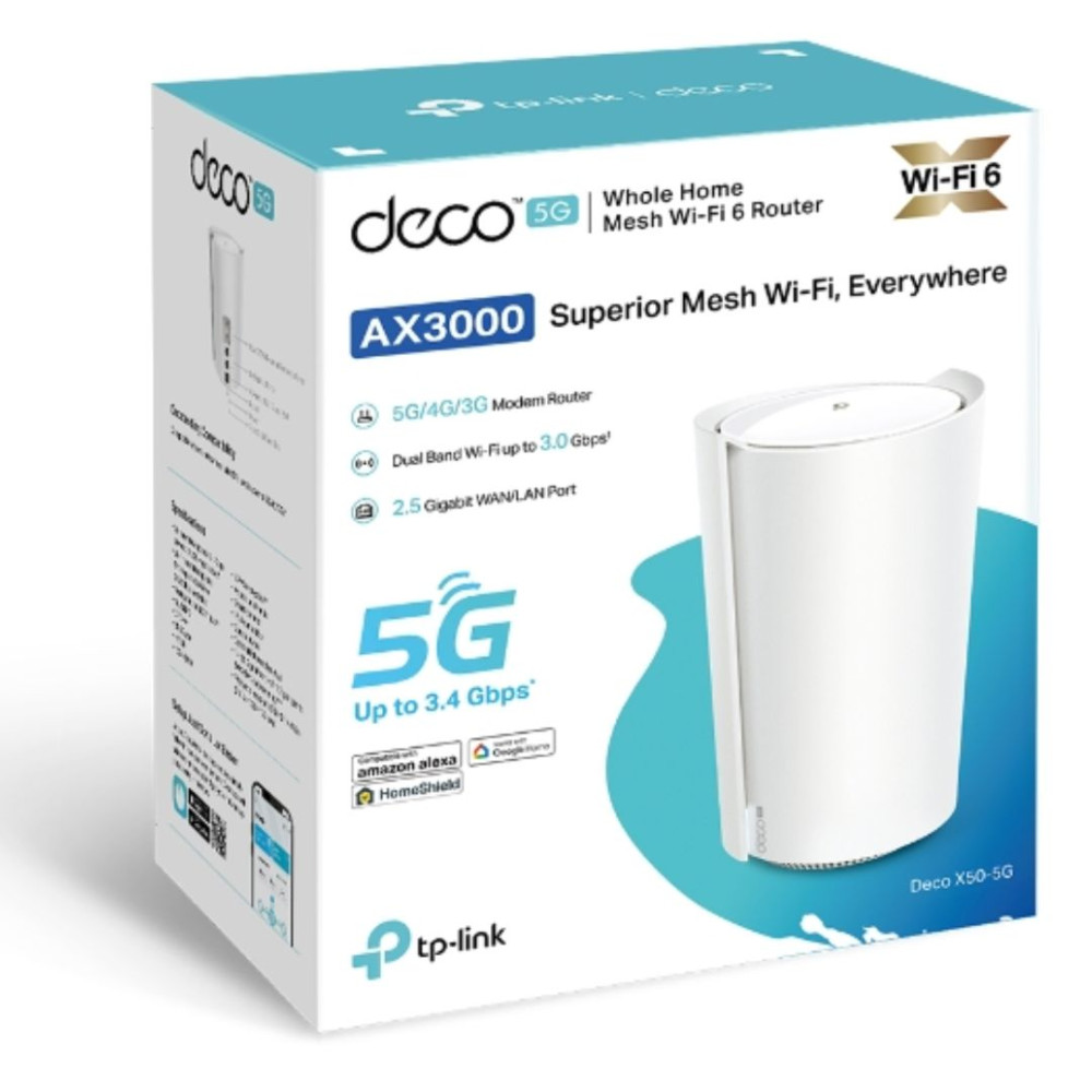 TP-LINK DECO X50-5G(1-PACK) 5G AX3000 Whole Home Mesh WiFi 6 Gateway, 574 Mbps at 2.4 GHz + 2402 Mbps at 5 GHz, 5G 3.4Gbps/900Mbps, 4G+ Cat19 1.6Gbps/ - Image 1