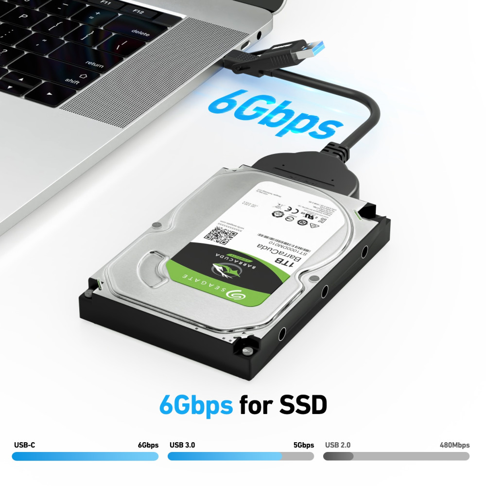 BENFEI B07F7WDZGT 000193BK 2in1 USB-C + USB 3.0 to SATA III Hard Driver Adapter w/UASP Compatible for 2.5 inch HDD and SSD - Image 5