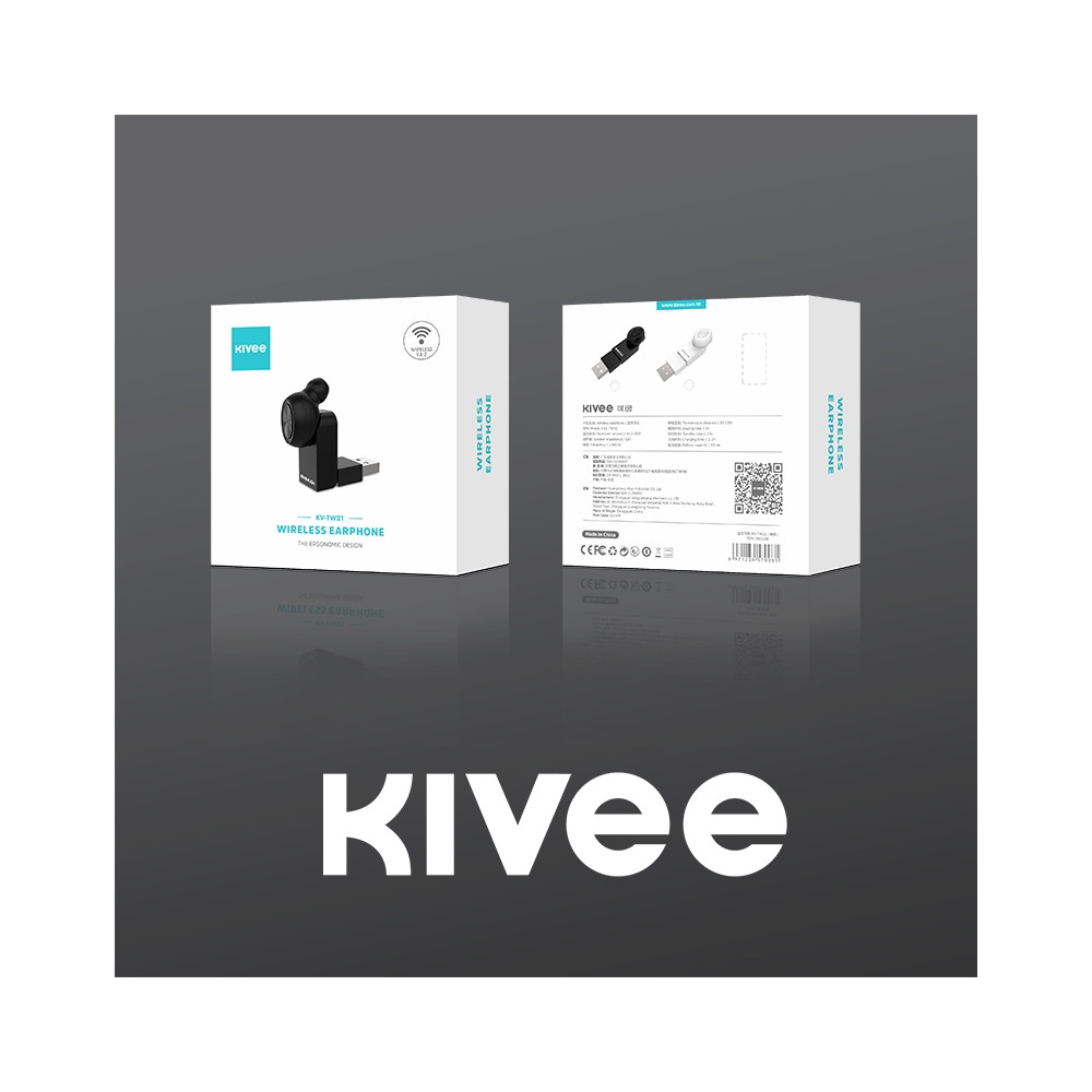 KIVEE 6971239570081 TW21 Wireless Bluetooth Earphone with Mic For All Bluetooth Tablet Smartphone - Black - Image 5