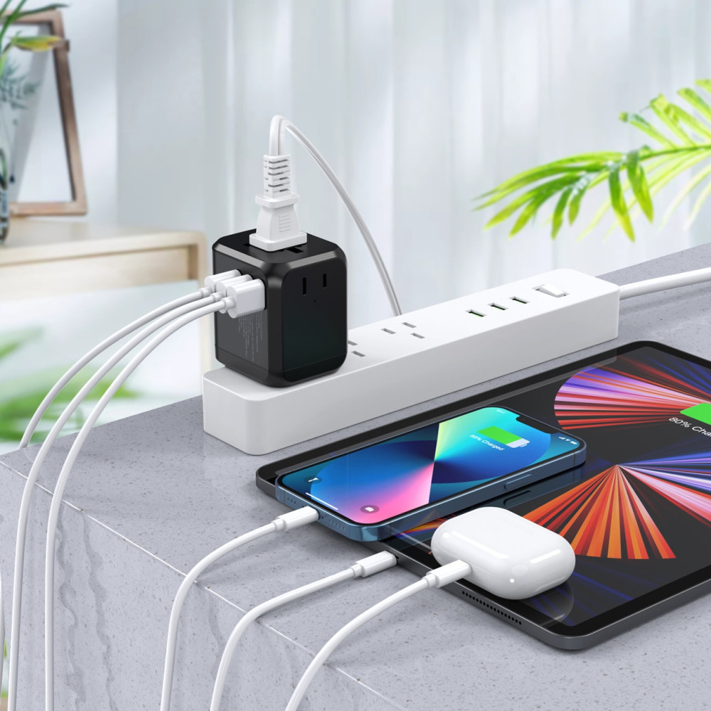 Choetech 6932112102010 PD5008 GaN 30W 1 x USB-C+ 3 x USB-A Fast Universal Travel Wall Charger - Image 5