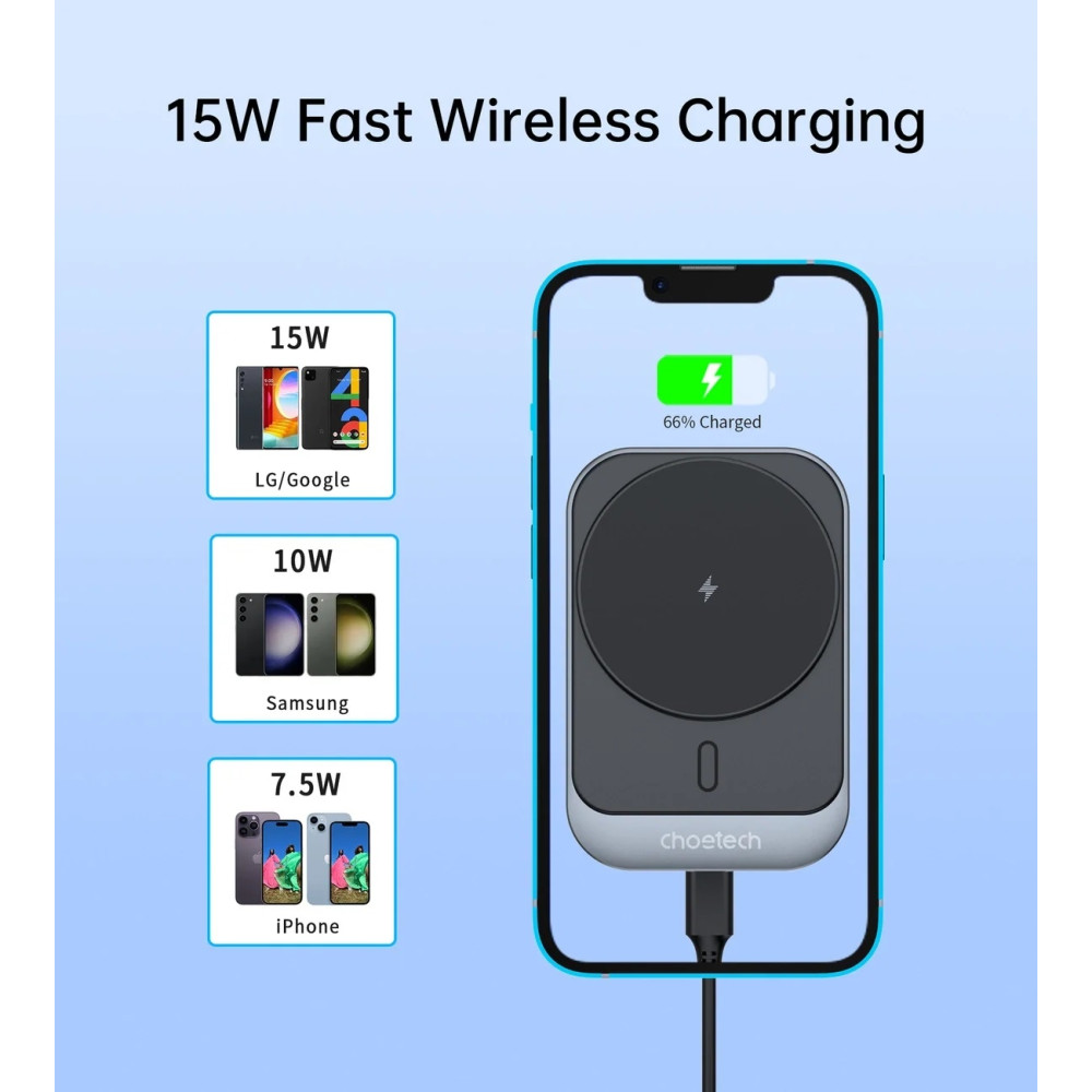 Choetech 6932112106384 T206-F 15W Magnetic car charger holder - Image 4