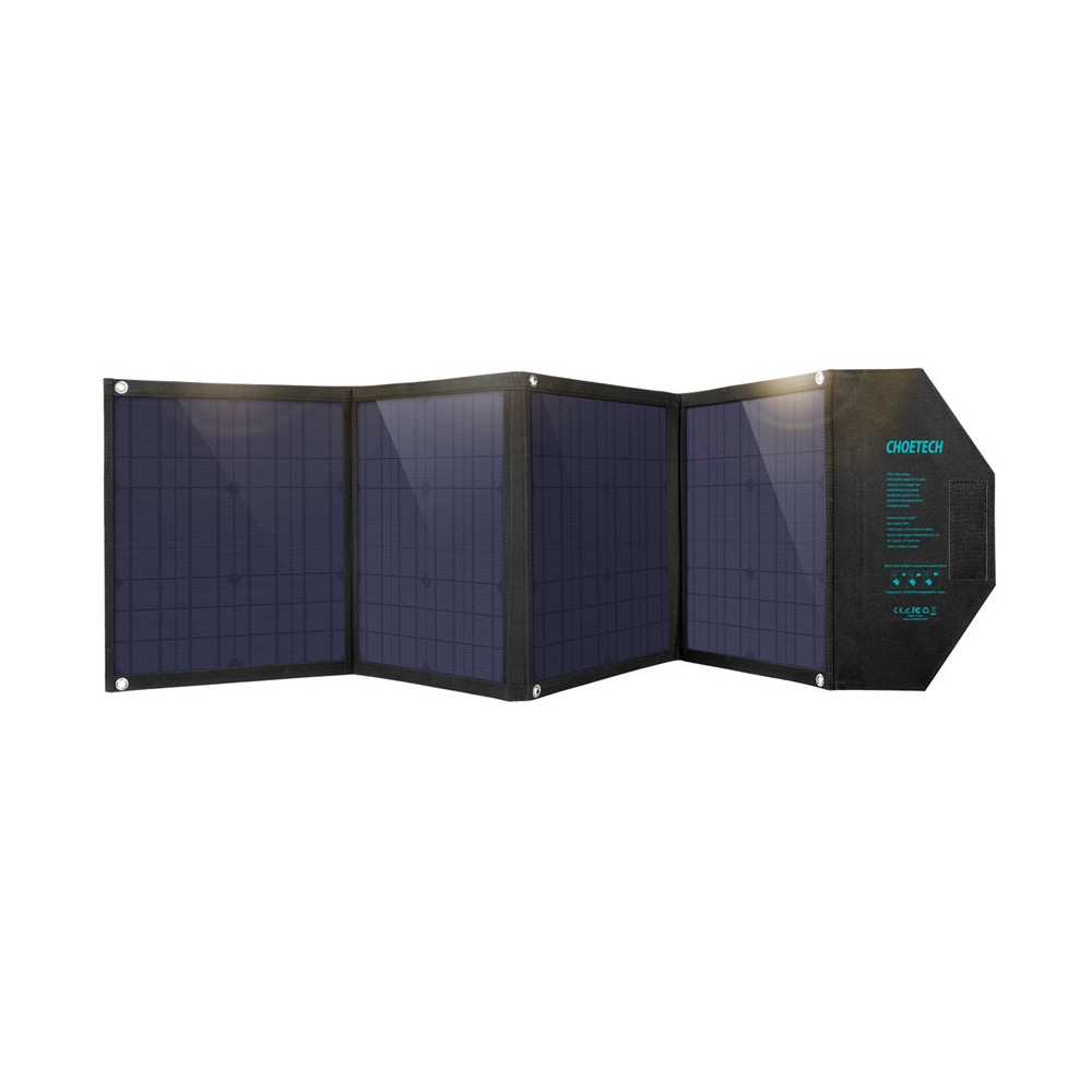 Choetech 6971824975659 SC007 80W Solar Charger USB-C PD 30W 18V Dual USB output + DC Portable Solar Panel Charger - Image 1