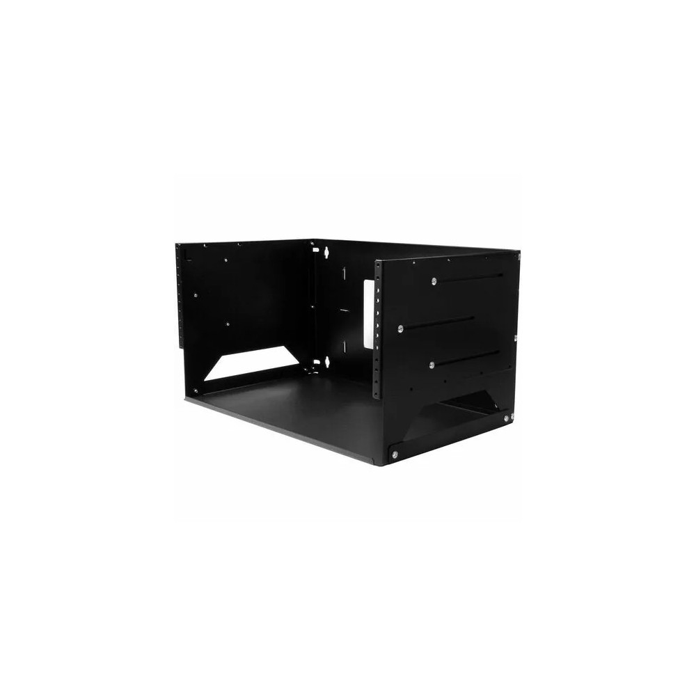 StarTech WALLSHELF4U 2-Post 4U Open Frame Wall Mount Network Rack with Built-in Shelf and Adjustable Depth, Computer Rack for IT Equipment, TAA~ - 2-Post 4U wall-mount server rack; 12-18" (30-45cm) mounting depth - Network rack with tapped rails - Image 5