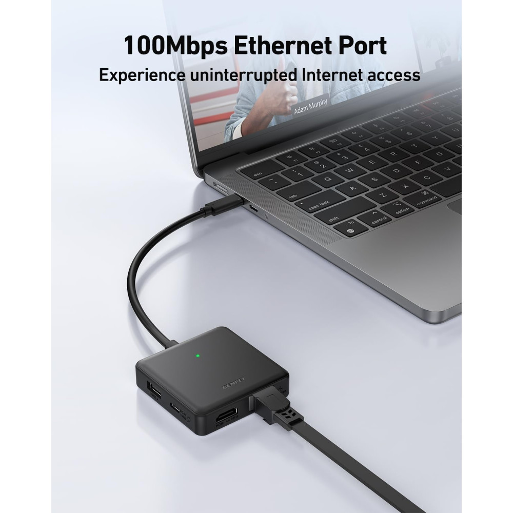 BENFEI 6971785944756 000399BK 6 In 1 USB-C HUB to HDMI (8K) + USB3.2 (10Gbps) +USB2.0 x 2 + PD100W + RJ45 Black - Image 4