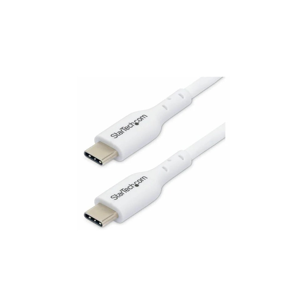 StarTech USB2CC1MNCWHE 1m (3.3ft) White USB-C Charging Cable, USB 2.0 Type-C Laptop Charger Cord, 60W Power Delivery, TPE Jacket, Data Transfer Cable - USB-C Charging Cable supports 60W/3A Power Delivery and 480Mbps; Fast Charge from a USB-C wall charger/
