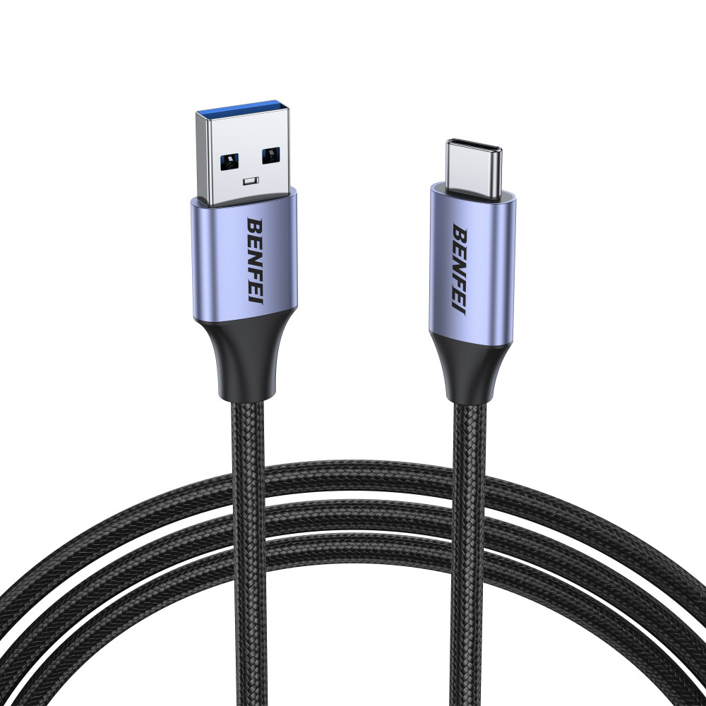 BENFEI 6971785944664 000369GY-2M USB 3.0 to USB-C 5Gbps High-Speed Data Sync & 3A Charging Nylon Braided Cable 2M - Image 1