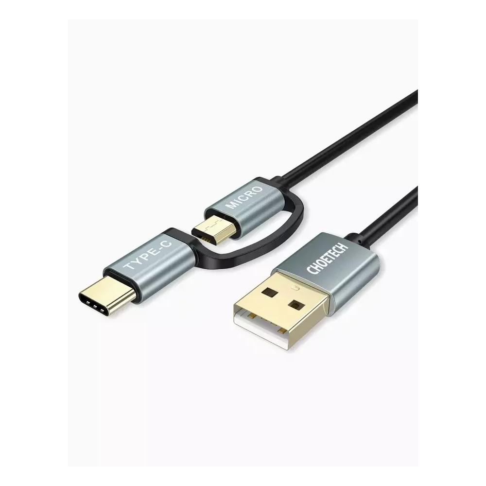 Choetech 6971824971330 XAC-0012 2-in-1 USB-C + Micro USB Cable 1.2m Charge Sync for Samsung - Image 1