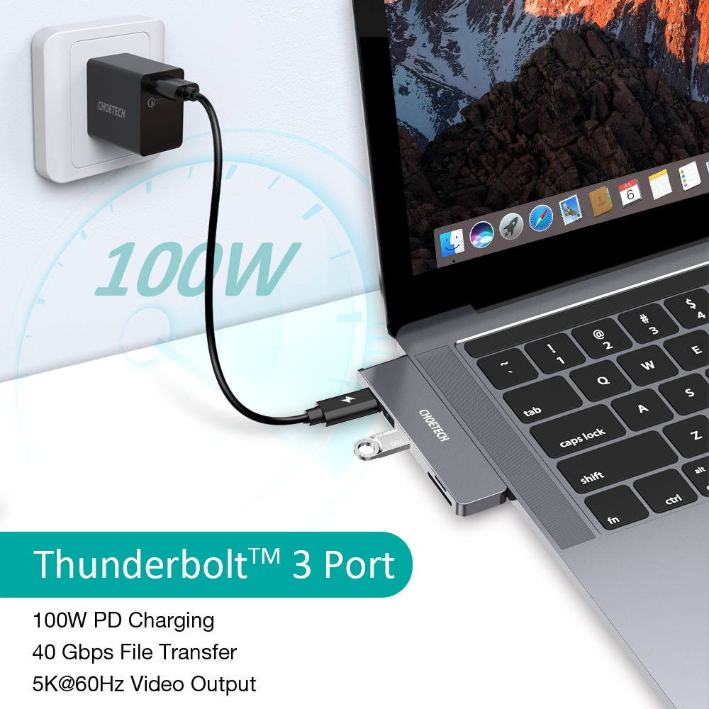 Choetech 6971824975376 HUB-M14 USB-C 7 in 2 Expand Docking Station Hub for MacBook Pro - Image 7