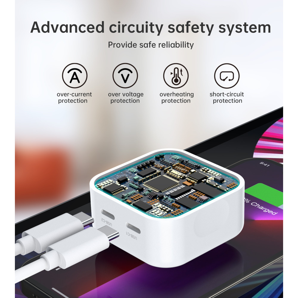 Choetech 6932112103086 Q5008 PD 35W Dual USB-C Charger - Image 6