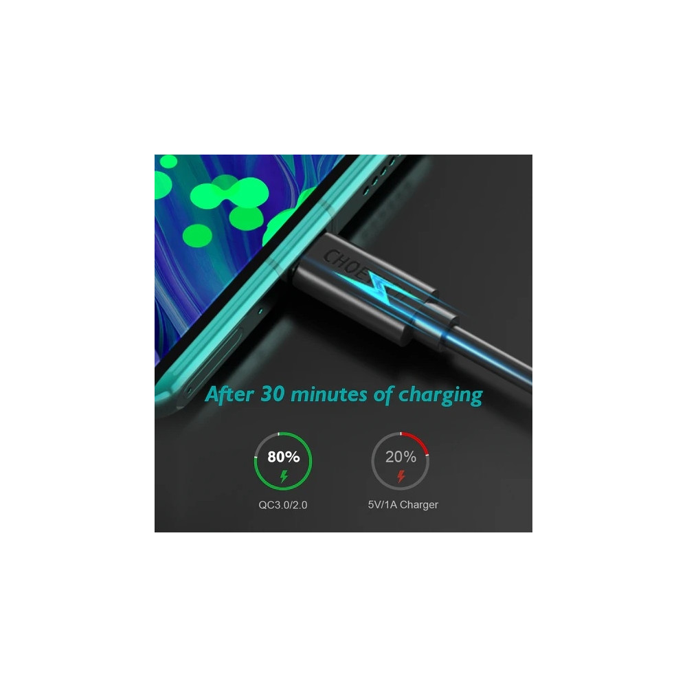 Choetech 6971824970708 AC0003-V4 USB-A to Type-C Cable – 6.6ft Fast Charging Data Cord 2M - Image 3