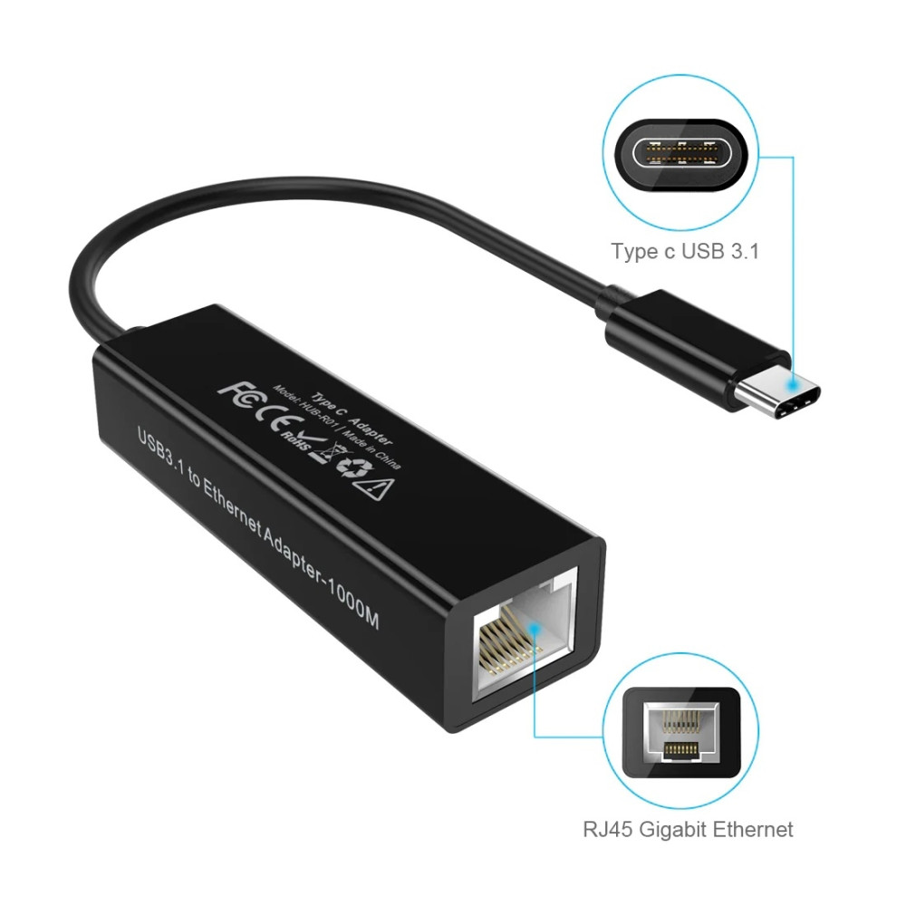 Choetech 6971824970555 HUB-R01 USB C to Ethernet Adapter USB 3.1 Type C to RJ-45 10/100/1000 Gigabit Ethernet LAN - Image 2