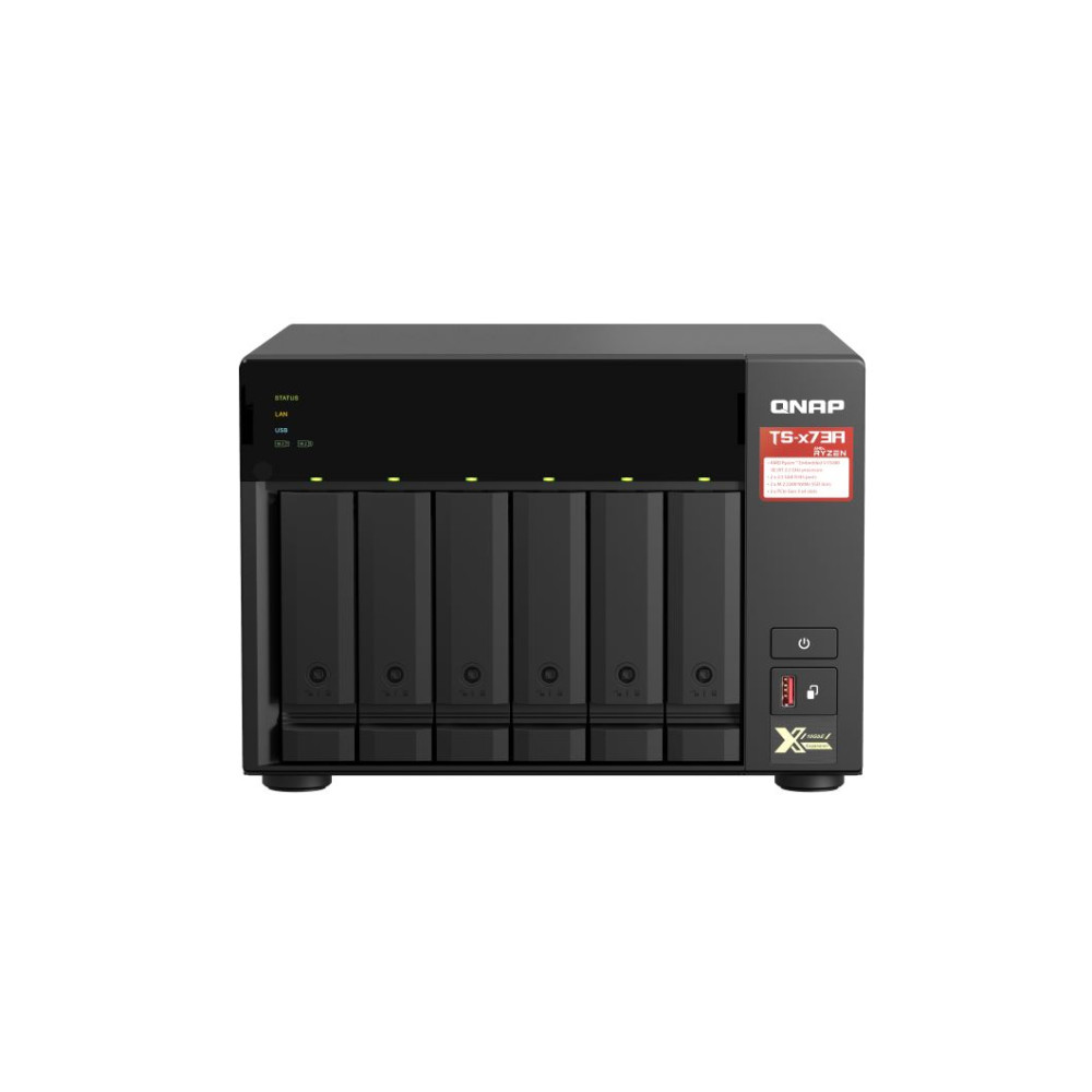 QNAP TS-673A-8G 6-BAY NAS 3.5"(0/6), AMD QC-2.2GHz, 8GB, 2.5GbE(2), M.2(2), PCIe, TWR, 3YR WTY - Image 1