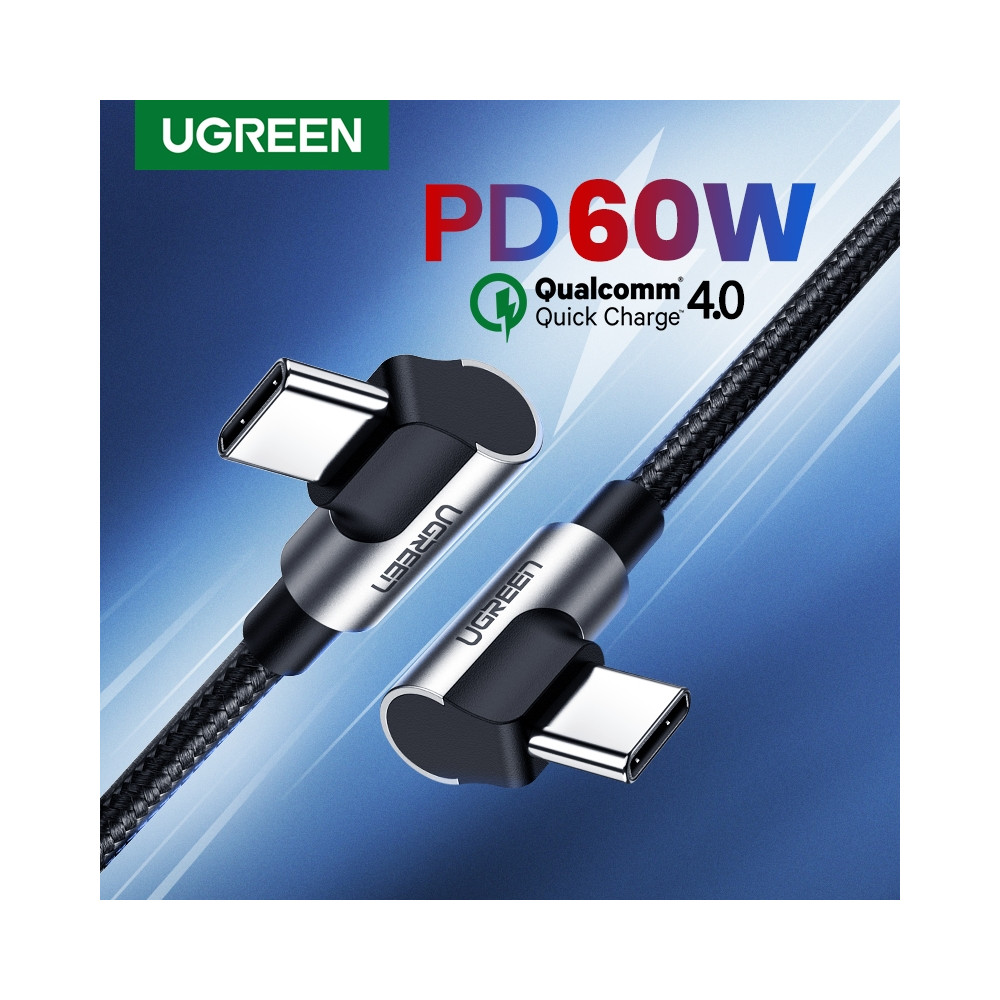 UGREEN 6957303875290 70529 60W Right Angle USB C to C Cable 1M - Image 2