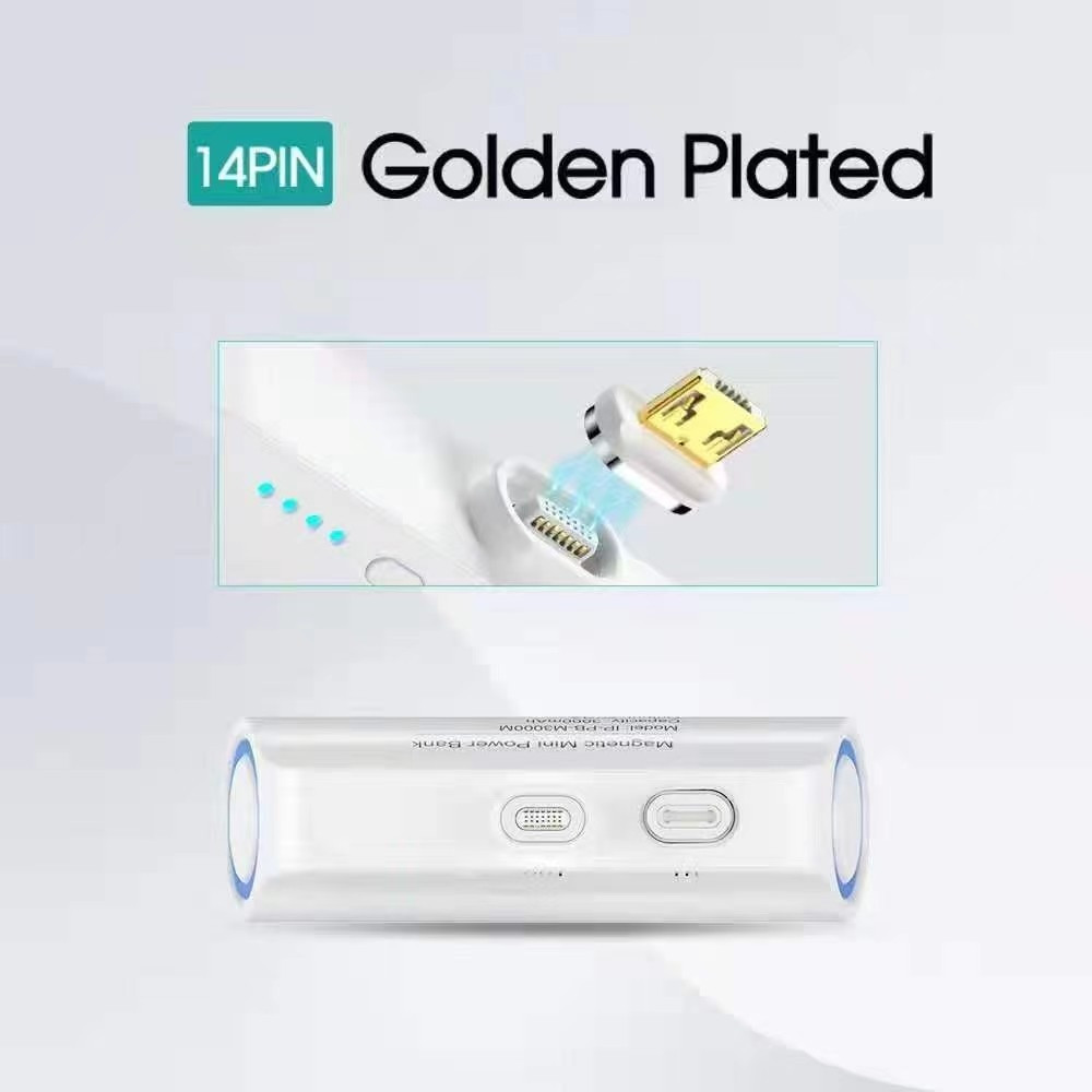 Choetech 6932112104274 B660-W 3000mAh Mini Power Bank - with 3 Magnetic Connectors - White - Image 6