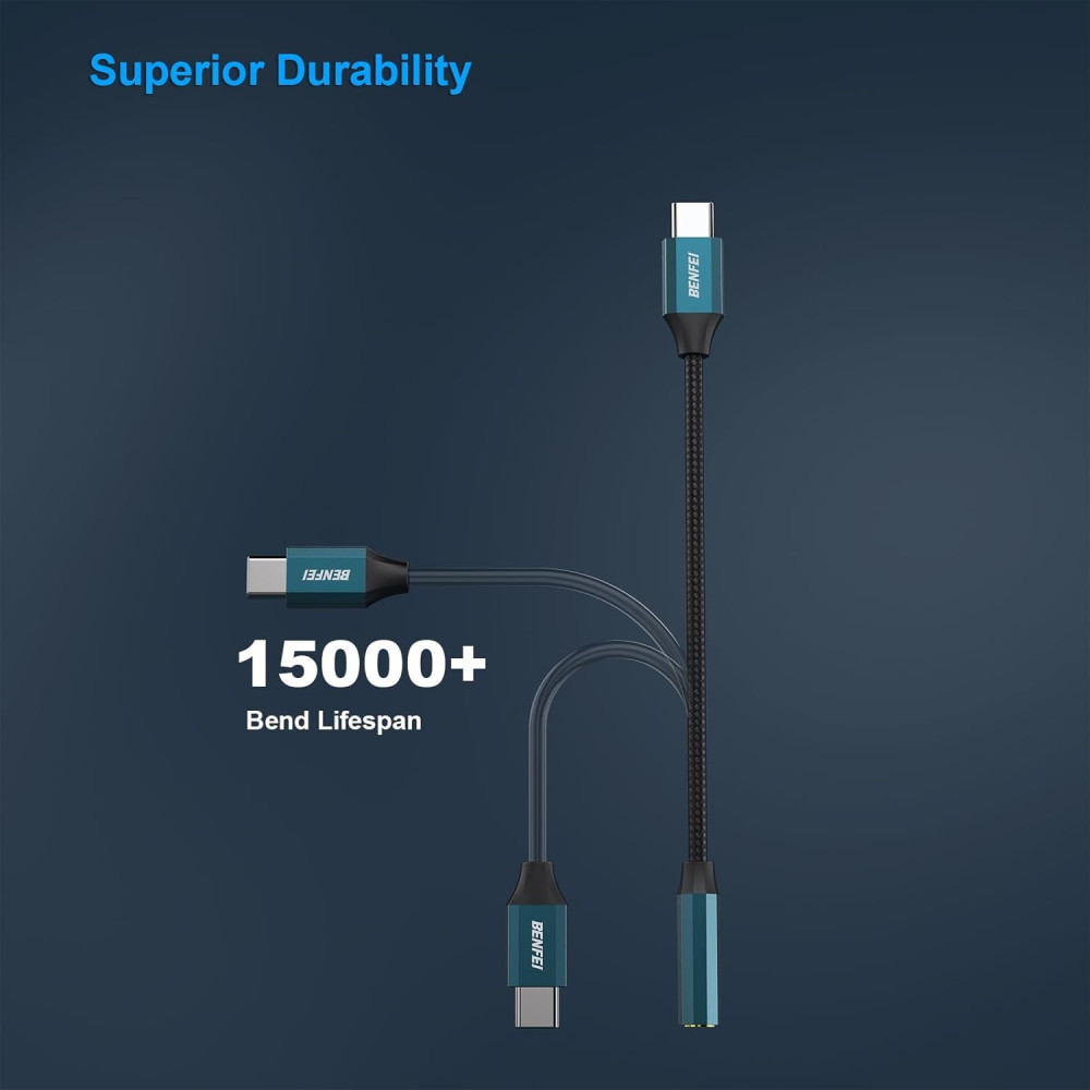 BENFEI B0CDTYZTKW 000349BL USB C to Aux Audio Dongle Cable Cord Compatible with Samsung / Mac-book /I-pad (Not for I-phonr 15/16)