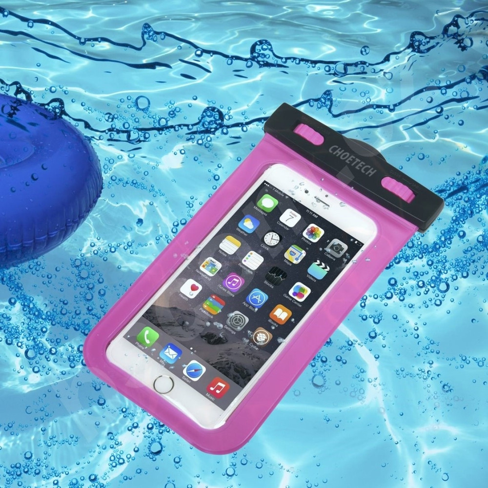 Choetech 6971824971927 WPC007 Universal WaterProof Cell Phone Pouch bag, up to 7" (Pink) - Image 8