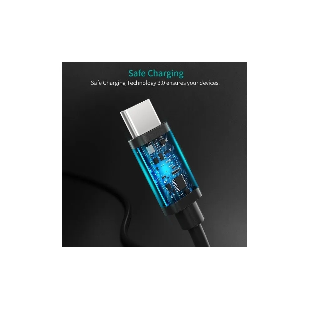 Choetech 6971824970807 CC0001 USB-C to USB-C Cable USB3.1 3A 60W 0.5M Black - Image 3