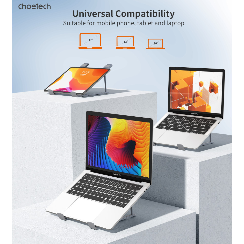 Choetech 6932112104885 H055-GY Aluminum Foldable Laptop Stand - Image 6