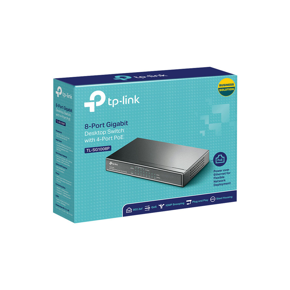 TP-LINK TL-SG1008P 8-PORT UNMANAGED GIGABIT DESKTOP SWITCH, POE(4), 64 W, METAL CASE, 5YR