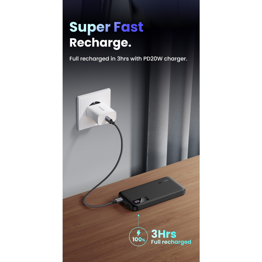 UGREEN 6941876227426 25742 10000mAh Two-way Fast Charging Power Bank Black - Image 8