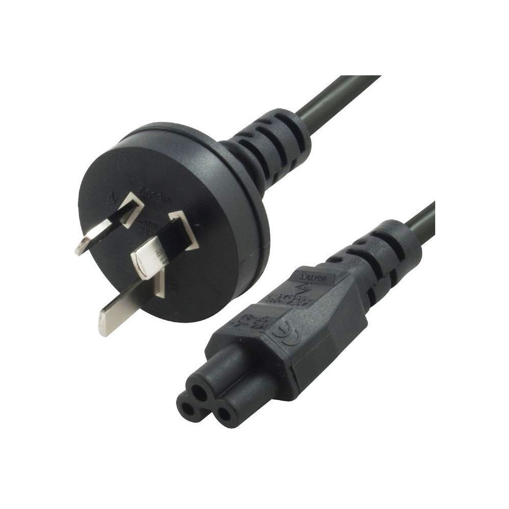 8ware RC-3084AU-050 5m AU Power Lead Cord Cable 3-Pin AU to ICE 320-C5 Cloverleaf Plug Mickey Type Black Male to Female 240V 7.5A 3 core Notebook/Laptop AC Adapter