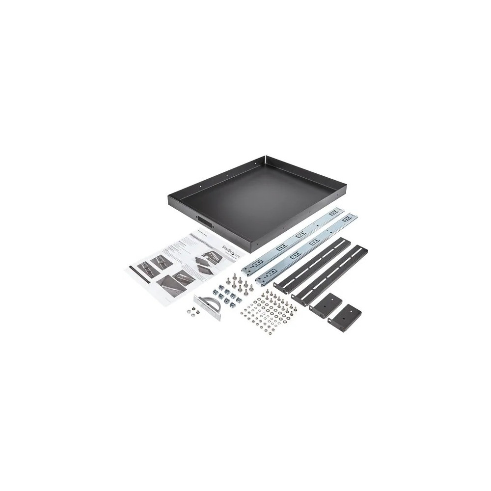StarTech SLIDESHELFD 1U Sliding Server Rack Mount Keyboard Shelf Tray - 55lbs - 22" Deep Steel Pull Out Drawer for 19" AV, Network Equipment Rack - Image 7