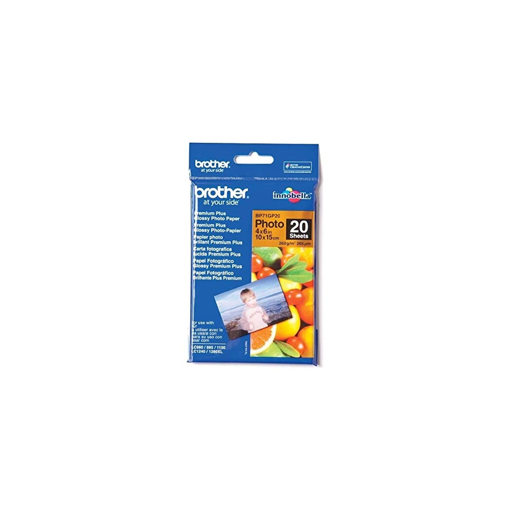 Brother BP71GP20 4 x Genuine Glossy Paper 260gsm 4 x 6 inches 20 sheets (Total 80 Sheets) - Image 1