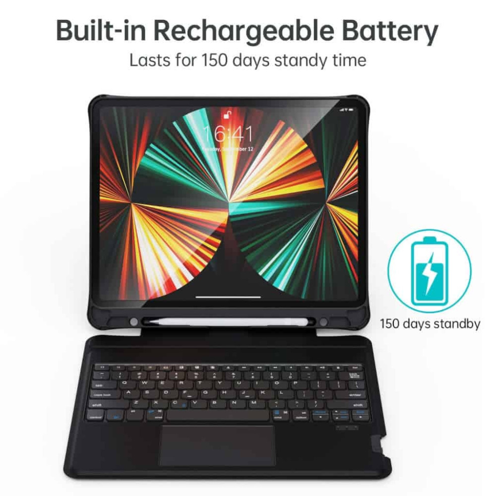 Choetech 6932112104328 BH-017-BK Bluetooth Keyboard Case with Touchpad and backlight for iPad Pro 10.9" Black - Image 8