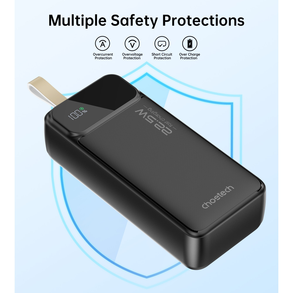 Choetech 6932112106858 B730 30000mAh Power Bank PD22.5W with Digital Display Black - Image 4