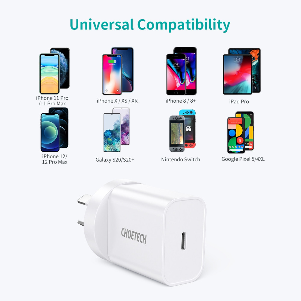 Choetech 6971824978285 Q5004 20W USB-C Charge -White - Image 2