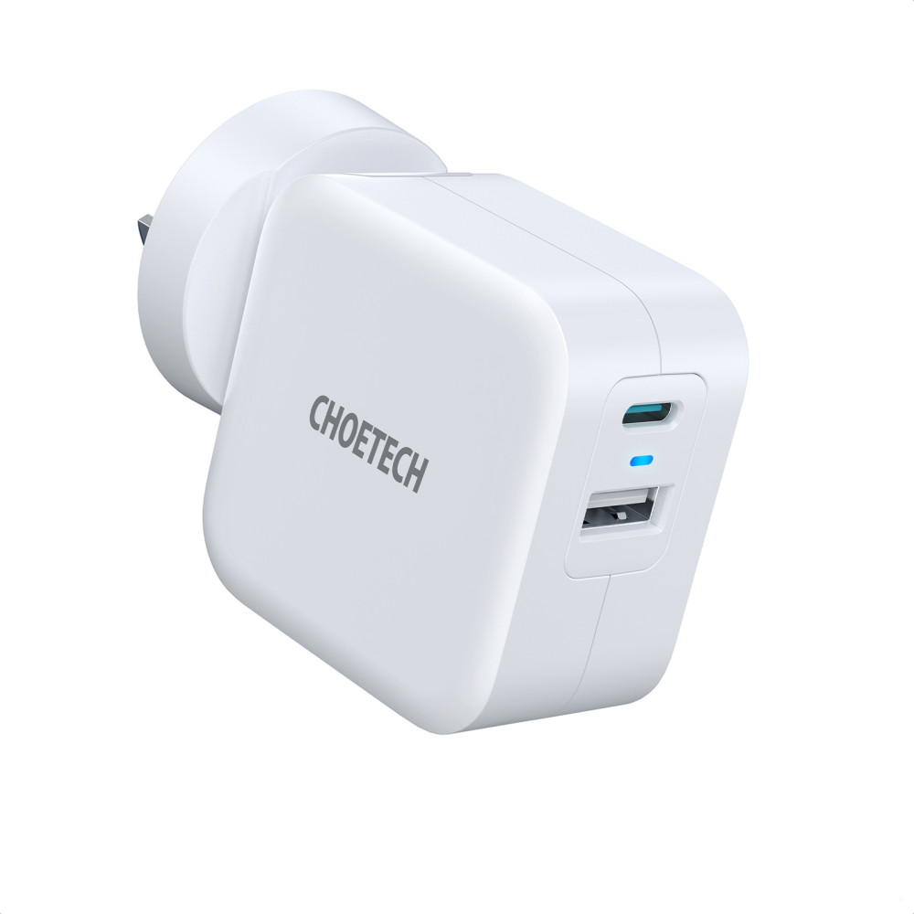 Choetech 6971824978797 PD5002 38W Fast Charging Dual Ports AC Adapter - USB QC3.0 18W + PD 20W White - Image 2